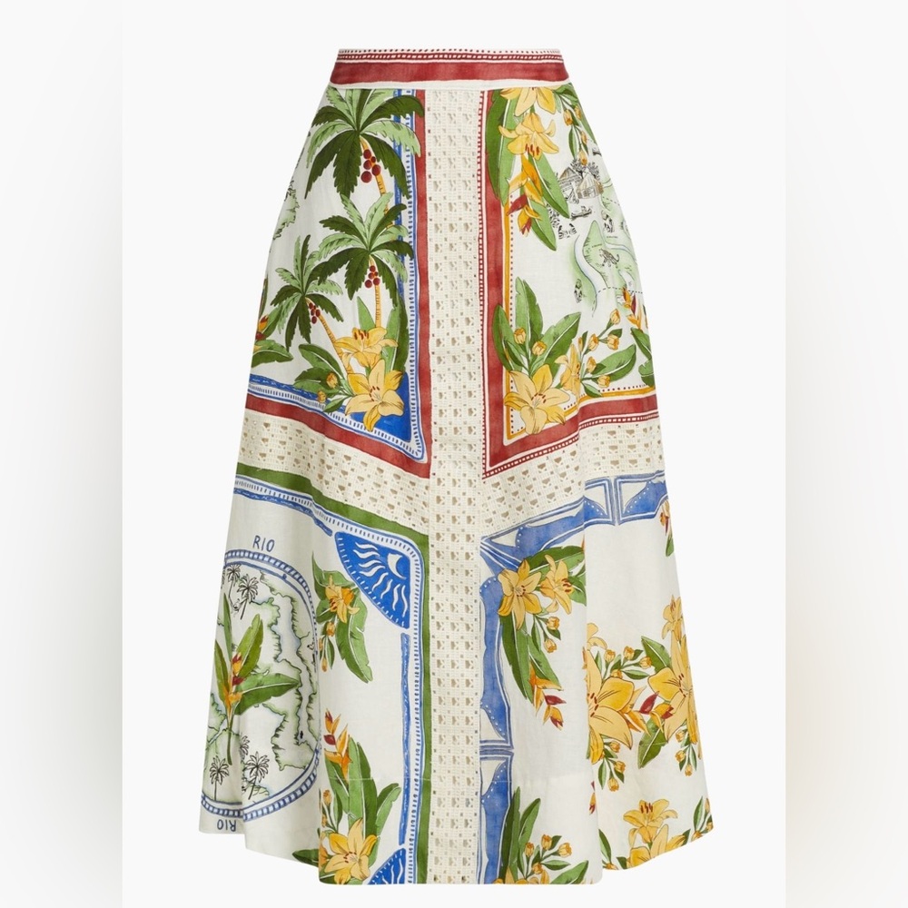 FARM Rio Tropical Destination Crochet Midi Skirt